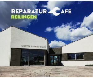 Martin-Luther-Haus Reilingen mit Schrift "Reparatur-Café Reilingen"